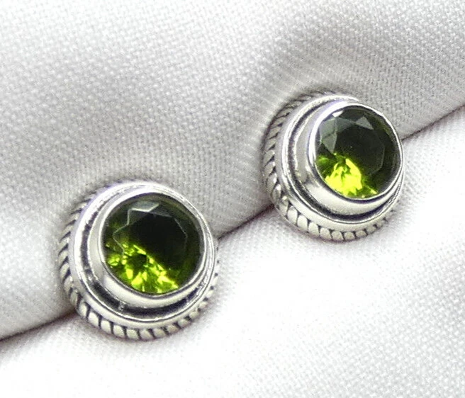 Peridot Olivin Ohrstecker 925 Silber 8 mm im Durchmesser modisch - NEU -* - Bild 2 von 4