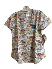 NWT Women s Scrubs Short Sleeve Tooniforms Lazy Egg Chicken Gudetama Vibes XS