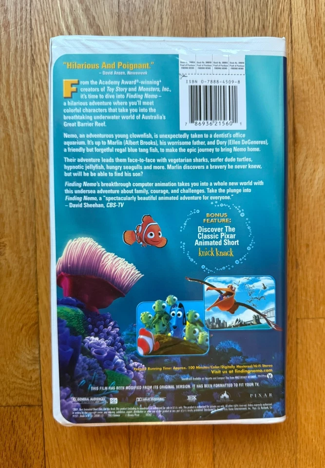 FINDING NEMO VHS - Clamshell Disney PIXAR + Animated Short Knick Knack - Image 4 of 4