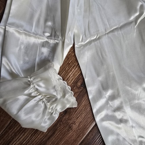 Vintage Amanda Stewart White Cotton Nightgown M Eyelet Lace Victorian Cottage - Picture 3 of 8