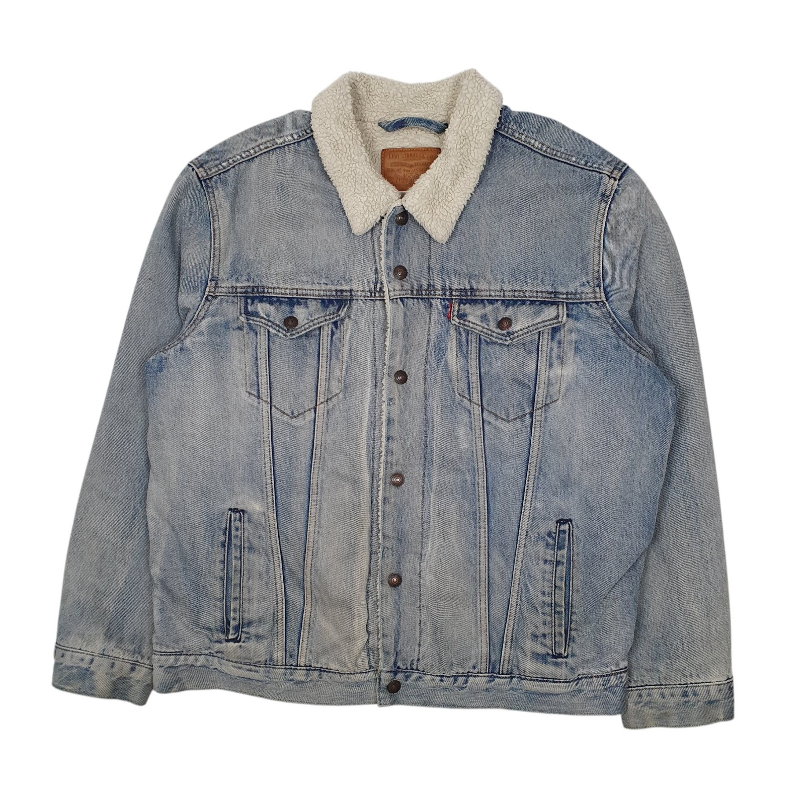 LEVIS Denim Jacket Coat Insulated Sherpa Lined Mens XL