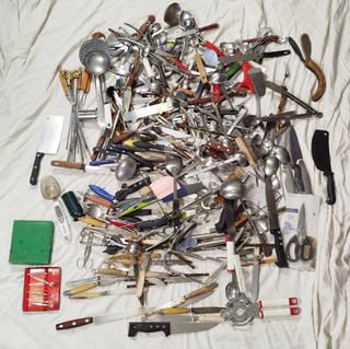 GROS LOT COUVERTS USTENSILES Cuisine VRAC Fourchettes Cuilleres Metal Inox A'7