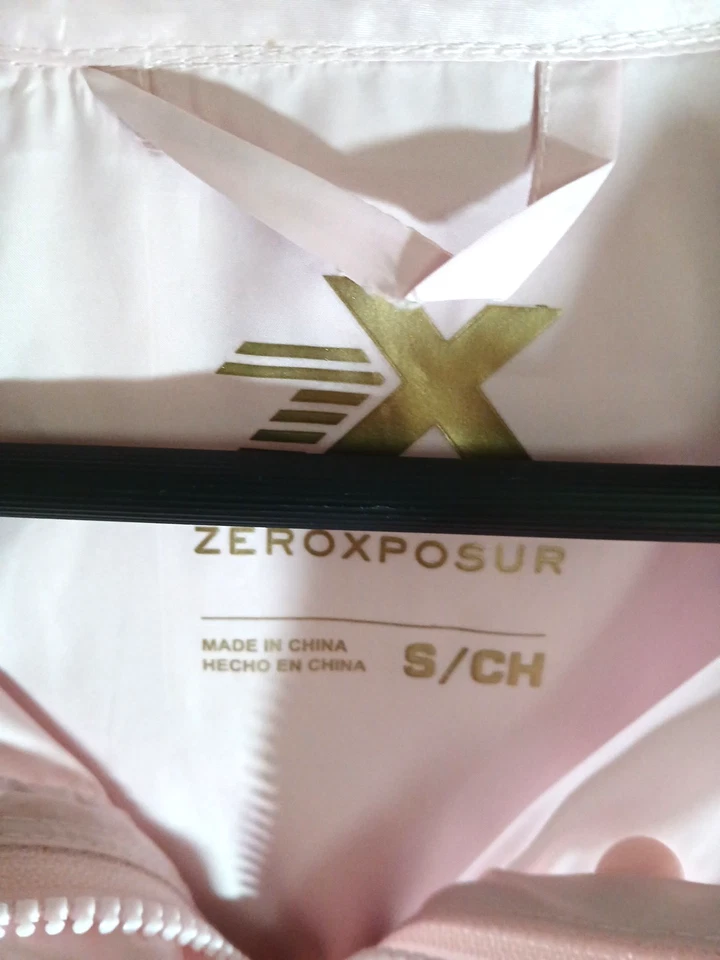 Zeroxposur Women's S Full Zip Hooded Windbreaker Pockets Logo Baby Pink - Image 2 of 4