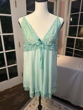 Women  s Plus 2XL Babydoll Nightgown Teal Lace Nightie Lingerie Intimates Short