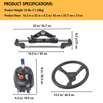 #ad 468 KGF Complete Marine Hydraulic Steering System w 2* 14ft Hoses Up to 300HP $386.05