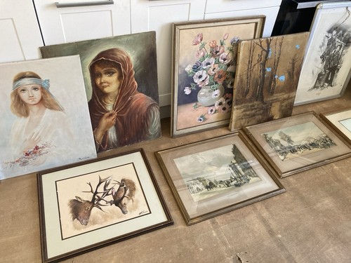 CLEARANCE JOB LOT Oil Paintings Watercolours Prints Picture Frames Canvas X 12 - Bild 3 von 4
