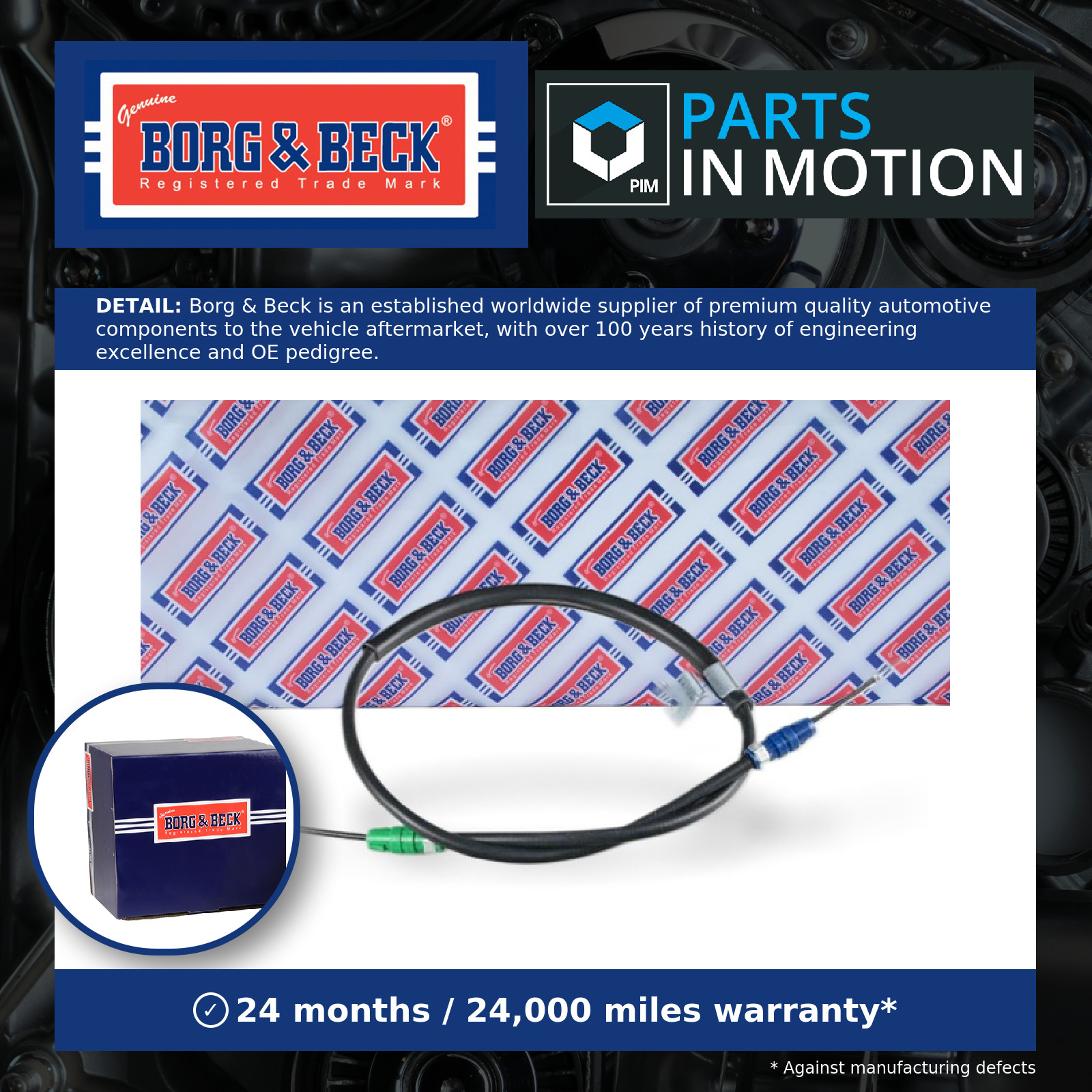 Handbrake Cable Rear Right BKB3857 Borg & Beck Hand Brake Parking 2162665 New