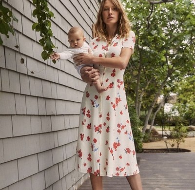 NWT Reformation Sheila Floral Shirt Dress Button Midi Cream Red Short  Sleeve 4 | eBay