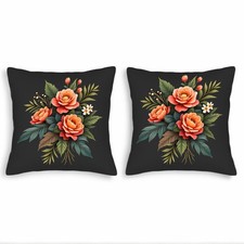 Set of 2 Decorative Throw Pillow Covers 18x18in - Elegant Floral Design