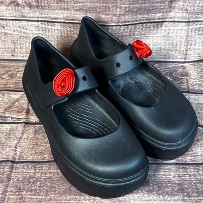 Crocs Stomp Rosette Mary Jane Black Platform Clogs with Womens 10 Gothic Punk