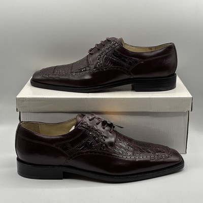 NEW Steve Harvey Mens Genuine Crocodile Maroon Dress Shoes SZ 9