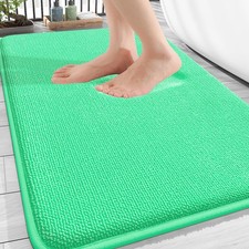 OLANLY Thick Memory Foam Bath Mat Rug 30x20, Extra Soft 30" X 20", Mint Green