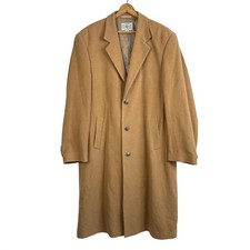Mens Camel Wool Cashmere Blend Long Overcoat Trench Coat Size 44 Preppy Luxury