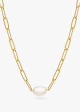 Estella Bartlett The Edit Link Chain Pearl Necklace, Gold Plated