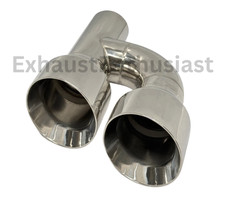 Dual 4 Outlet 2.5 Inlet Offset Staggered Exhaust Tip Double Wall Ss304 Ee Tip