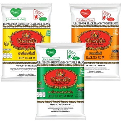 3 Style Chatramue Thai Tea, Milk Green Tea Mix, Black Tea, Beverage drink, 200g.