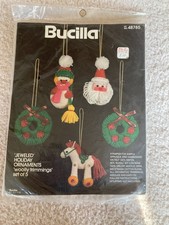 Vintage Bucilla Kit No 48785 Jeweled Christmas Ornaments Woolly Trimmings Set