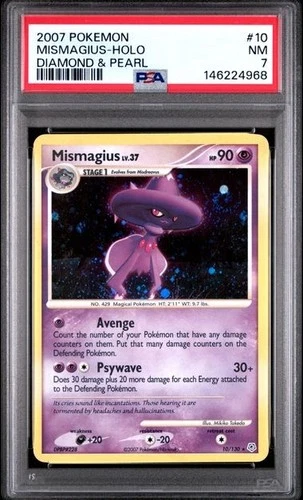 2007 POKEMON DIAMOND & PEARL #10 MISMAGIUS-HOLO PSA 7