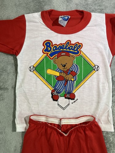 Vintage 1993 Boys Sports Pajamas PCA Baseball Basketball Size 4T Blue Red Dinos - Picture 2 of 11