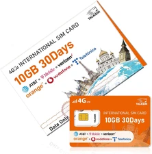 International Data SIM Card 10GB for 30 Days –4G LTE Coverage in 45 Countries Us