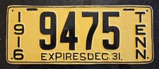1916 Tennessee TN Restored License Plate Prestate not Porcelain leather car tag
