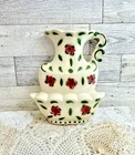 Vintage USA Hull Pottery Burgandy Floral Hanging Wall Pocket Vase 6" Tall