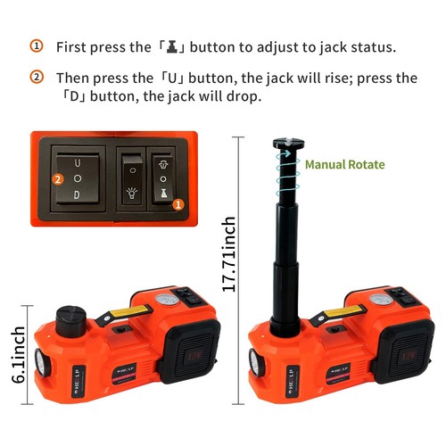 Electric Car Jack 5Ton 12V Kit Hydraulic (Lifting Range: 6.1~17.7 inch) with ... - Picture 2 of 9