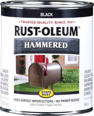 Rust-Oleum 7215502 Stops Rust Hammered Finish Brush Paint, Quart, Black
