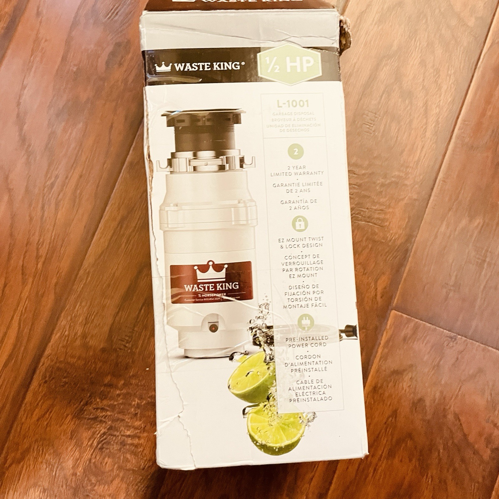 Waste King L-1001 Garbage Disposal with Power Cord  1/2 HP Open Box