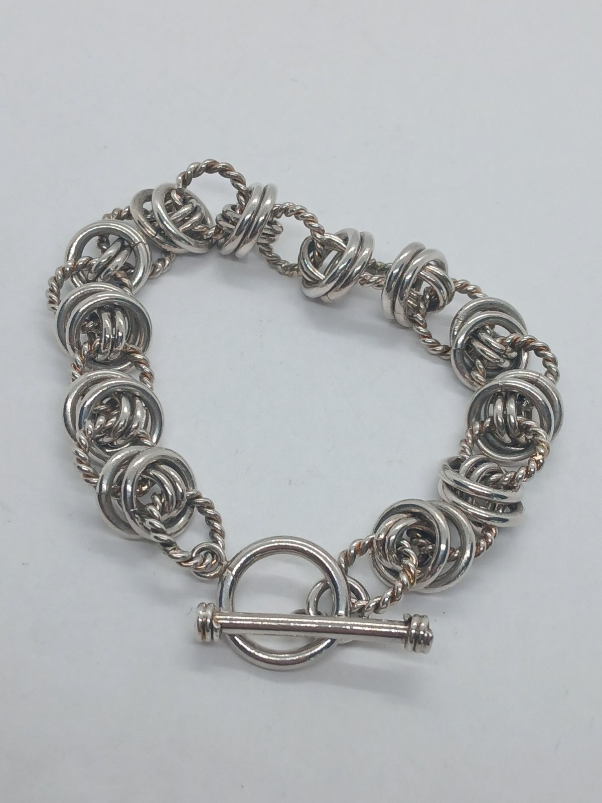 925 sterling silver chain link toggle bracelet - image 2