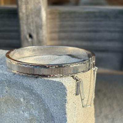 Bracelet Signed Royer tm Silver Toned Safety Chain Attached