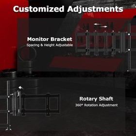 Zootopo Triple Monitor Mount Stand Fit For Round Tube Racing Simulator Cockpit