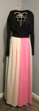 Vintage Vanity Fair Multicolor Black  Pastel Satin Gown  Robe Set Size 10 / 42