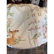 Bubzi Co Baby Milestone Blanket Woodland Deer Bunny Cotton Flannel Sherpa Back