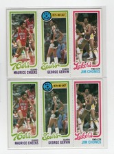 CHEEKS CHONES GERVIN 136 11  178 1980-81 TOPPS EX-NM CREASE FREE 2X LOT