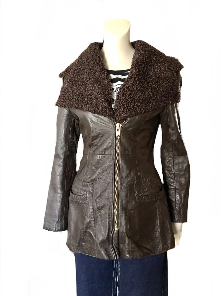 vintage 1930s brown genuine leather jacket/ 1940s motorcycle biker jacket - Image 3 of 4