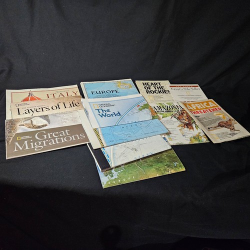 National Geographic Maps Lot of 12 - World Europe Egypt Italy Rockies Gulf
