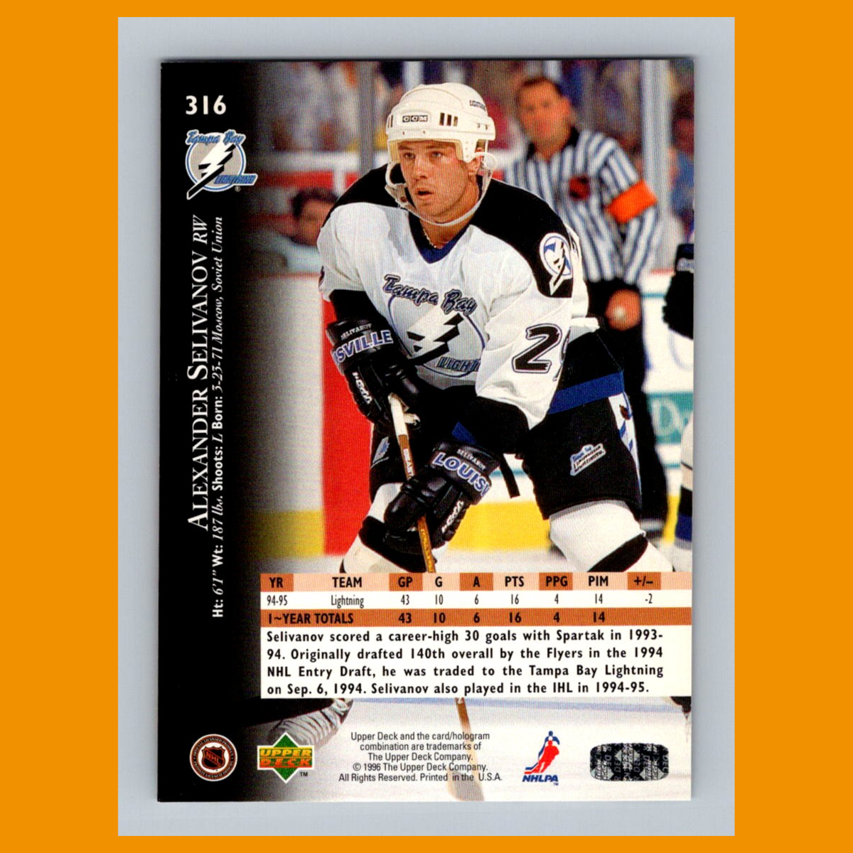Alexander Selivanov #316 1995-96 Upper Deck Tampa Bay Lightning