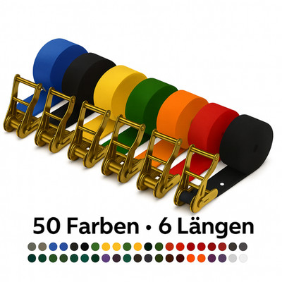 Ratschenspanngurt / Zurrgurt mit Ratsche  1 6 m   50 Farben   einteilig Spanngut