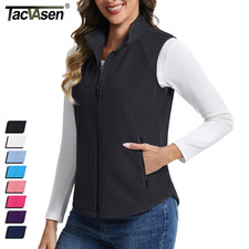 Womens Fleece Vest Zipper Pockets Zip Up Slee...