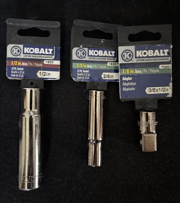 Lot Of 3 Kobalt 1/2-in Drive 1/2-in 12-point & 3/8 Standard Socket #7395 Adapter