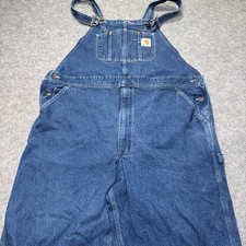 Carhartt Dungarees Adult 44x30 Blue Overalls Bib Carpenter Workwear Denim Men