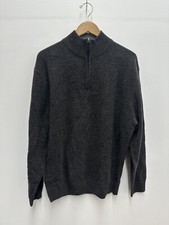 Jos. A. Bank Executive Collection Lambswool Sweater 1/4 Zip Navy Grey Men's XL