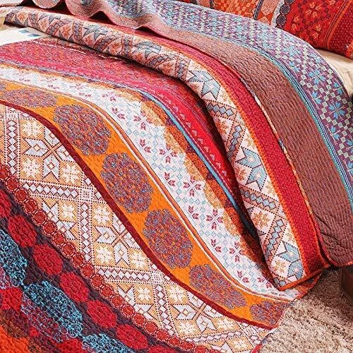 HERMOSO JUEGO DE EDREDÓN SUAVE BOHO SUROESTE BOHO ROJO VERDE AZULADO TROPICAL ELEGANTE AZUL VERDE AZULADO AQUA ROJO NARANJA Foto 3 de 3