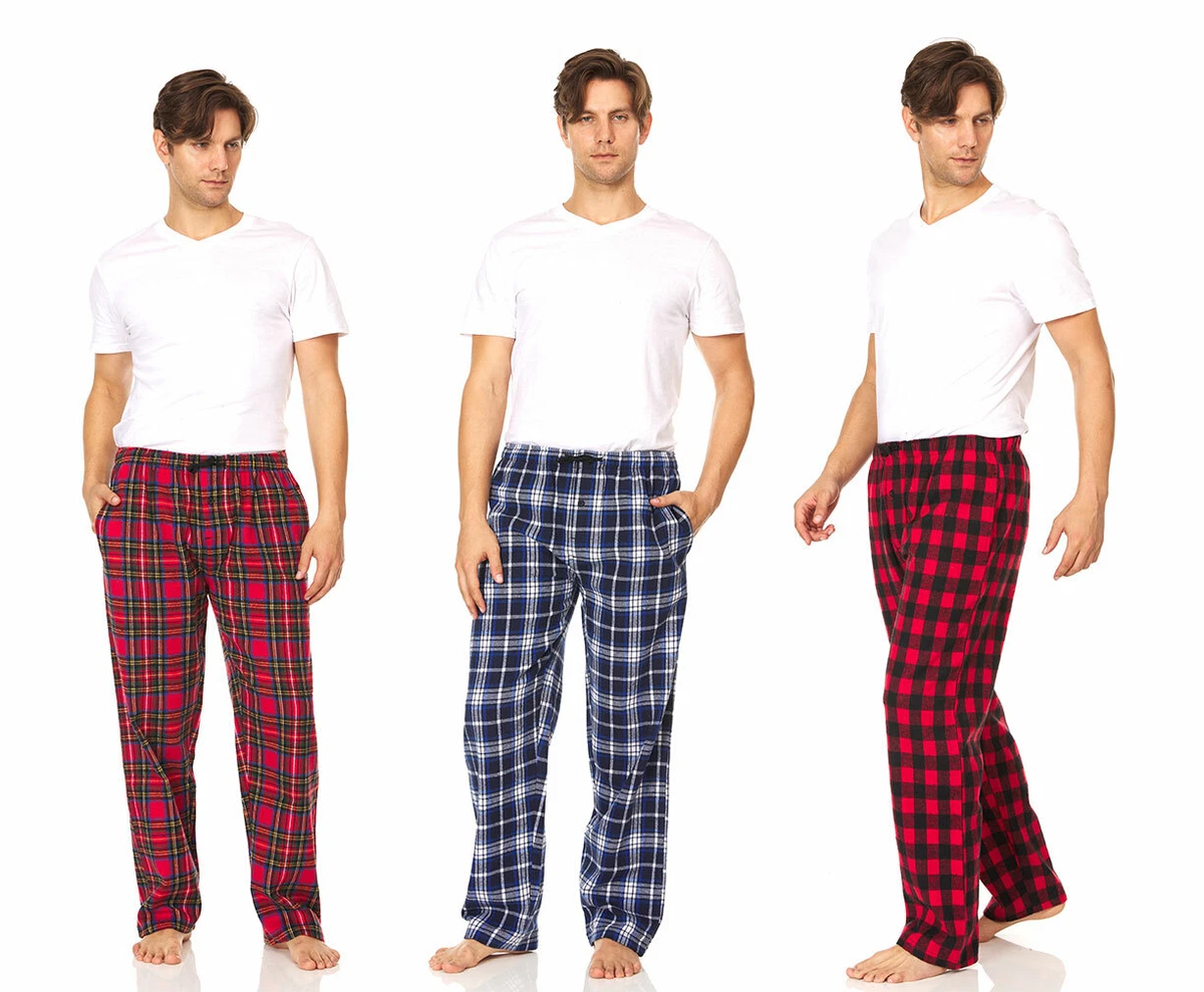 Men's Cotton Soft Flannel Plaid Pajama Pants/Lounge Bottoms with Pockets