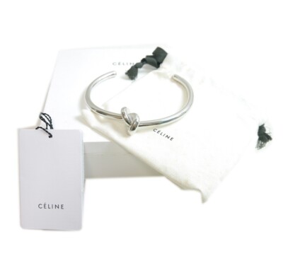 Authentische CELINE Knoten Choker Halskette S Metallic #6304