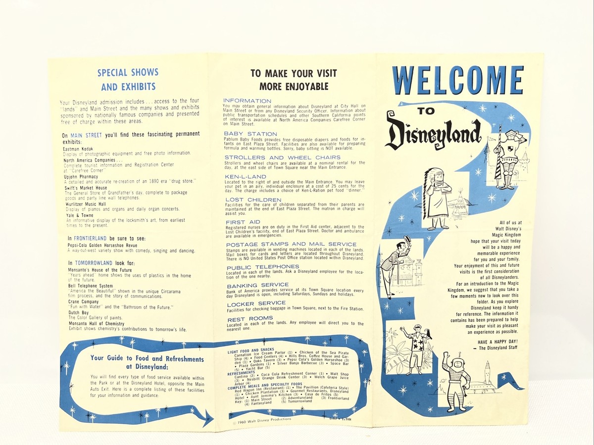 Vintage 1960 WELCOME TO DISNEYLAND Brochure RARE ERROR BLANK