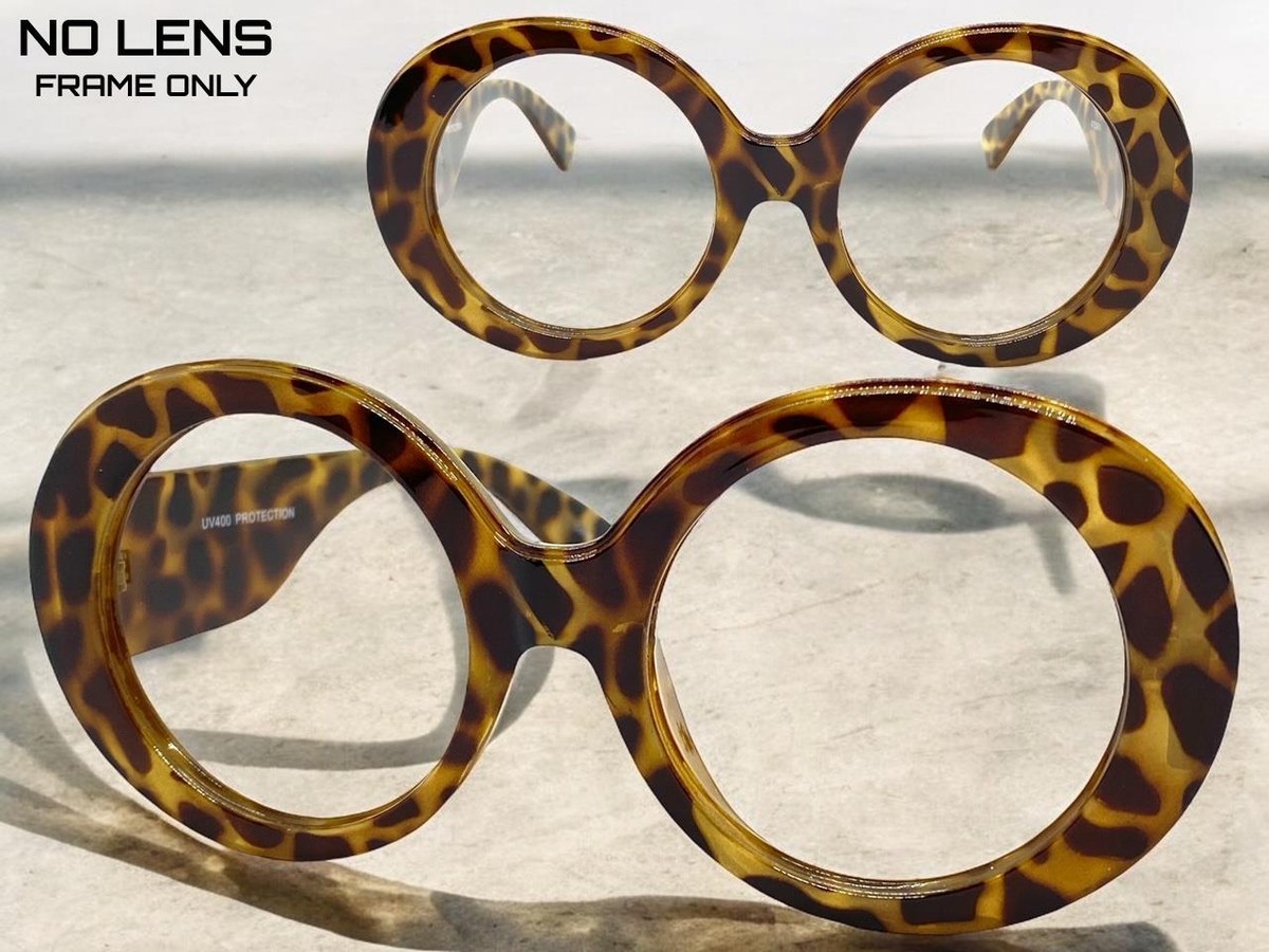 Oversize Exaggerated Retro Large Leopard Lensless Eye Glasses