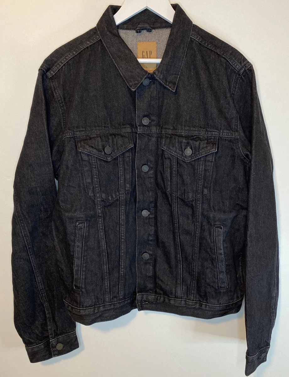 GAP Dark Blue Black Denim Jacket L Snaps Pockets New with Tags eBay