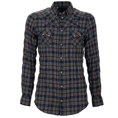 DOLCE & GABBANA Checked Western Style Press Button Jacket Shirt Blue 37 XXS - Image 1 of 4